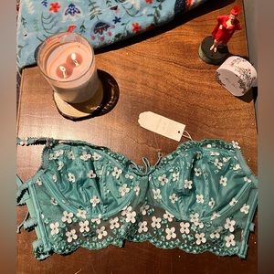 NWT For Love & Lemon Teal Floral Longline 36DD